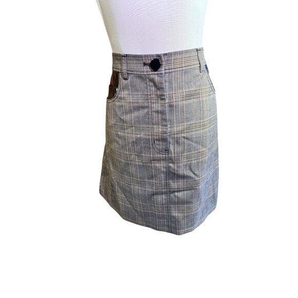 Derek Lam 10 Crosby Womens Gray Plaid Mini Skirt Size 12 Button & Zipper Closure - Picture 5 of 10